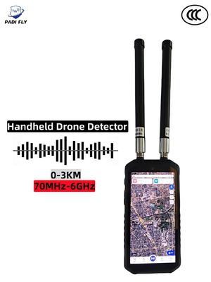 خرید تشخیص سیگنال فرکانس دقیق حرفه ای 0 ~ 3km 70MHz ~ 6GHz دستگاه تشخیص UAV دستی قابل حمل با عملکرد مداخله ضد هواپیماهای بدون سرنشین تولید آنلاین